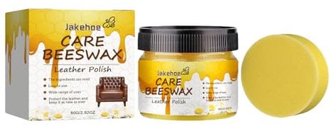 Generic Lederbalsam Lederpflege mit Bienenwachs & Avocado-Öl für Auto Sofa Couch Möbel Jacke Motorradbekleidung Handtaschen Ledercouch Schuhe Sattel für Pferde Lederfett - Leder Balsam (Gelb 80g)