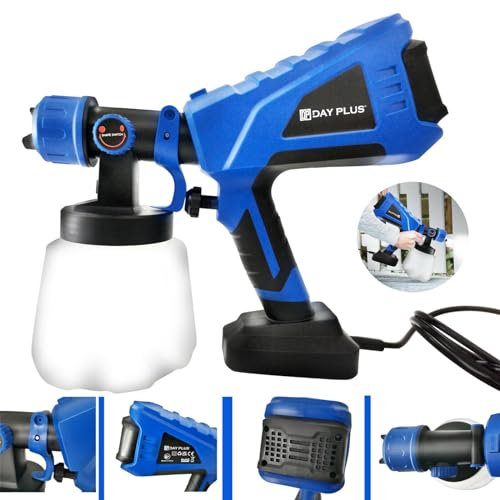 Elektro Lackierpistole 1000 ml/min Farbsprühsystem 550W mit Verstellbarem Luft- und Farbfluss, 1000 ml Behälter, 3 Sprühmuster für Zaun, Möbel, Geländer und Garage