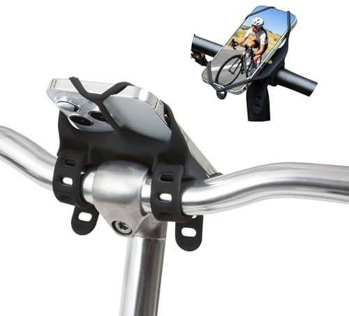 BONE Bike Tie 4 Pro Max, Support Téléphone Vélo Universel pour Potence T/U, Porte Smartphone Vélo 4,7–7,2, Absorption des Chocs, Accessoire Vélo Silicone – Noir