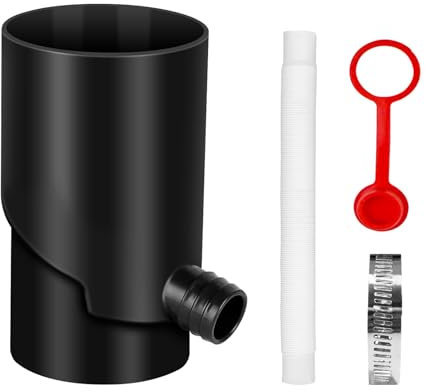 Regenwassersammler mit Schlauch 35-150cm, Regensammler für 100 mm Fallrohr, Wassersammler für Regentonnen (Schwarz)