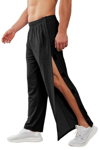 PINSPARK Jogginghose Herren Lang Sporthose Baumwolle Trainingshose Baggy Sweathose Reha Hose Abreißhose Seitlicher Klettverschluss mit Taschen