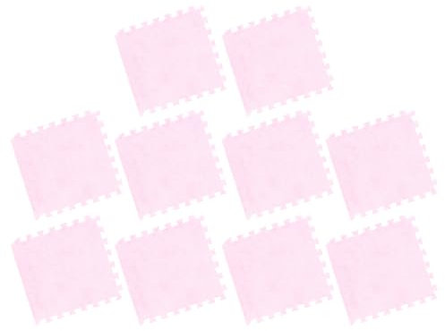 Greensen 10 STK. Plüsch Schaumstoff Puzzlematte, Anti-Rutsch Flauschige Fliesen, Eva Schaumstoff und Plüsch Spielmatte für Schlafzimmer, Spielzimmer, Kinderzimmer 31 x 30 cm (PINK)