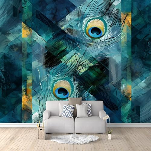 Generisch Benutzerdefinierte 3D-Tapete Großes Wandbild Tierdruck Pfauenfedern Cafe Restaurant Thema Hotel Hintergrund Wandbild Tapete 200 (B) x 140 (H) cm