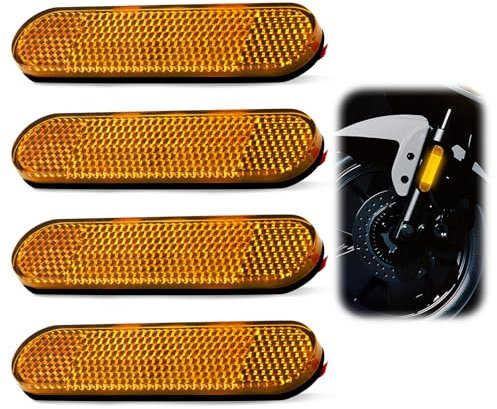 4PCS Moto Bicicletta E4 Catarifrangente Forcella Catadiottro Cat's Eye Posteriore Autoadesiva 100 x 24 x 8 mm Catarifrangente Giallo Rettangolare per Moto Scooter Dove Sono Richieste Avvertenze
