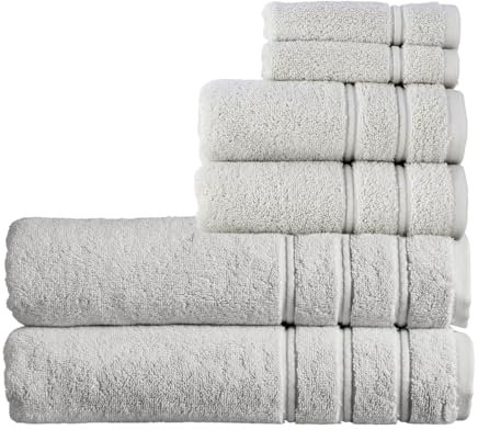 Christy Antalya Bath Sheets Set | 6 Piece | 100% Turkish Cotton | 600GSM | Soft Plush Luxury Towel Set | 2 Bath Sheets 2 Hand Towels 2 Face Cloths | Quick Dry | Lunar Grey