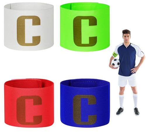 flintronic 4PCS Kapitänsband, Kapitän Armbinde, Gummielastische Armbinde, Spielführerbinde für Fußball und Rugby, Captains Armband, für für Erwachsene und Jugendliche- Schwarz