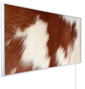 Könighaus Bildinfrarotheizung - 1200 Watt | 5 Jahre Garantie | Doppelter Überhitzungsschutz | Ultraflacher Heizkörper für 18-29 m² | Rahmenfarbe: Weiß | Motiv: 06. Muh