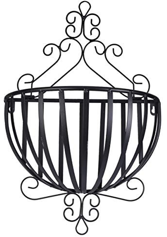 Toddmomy Support De Pot De Balcon en Fer Forgé 1 Pièce Jardinières Murales Suspendues Fil Mural Demi-Rond (Noir)
