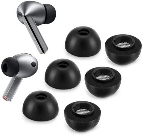 Kinretixia 3 pares de tapones de repuesto para los oídos compatibles con Samsung Galaxy Buds3 Pro, puntas de espuma viscoelástica de tamaño M, ajuste cómodo y compatible con estuche de carga