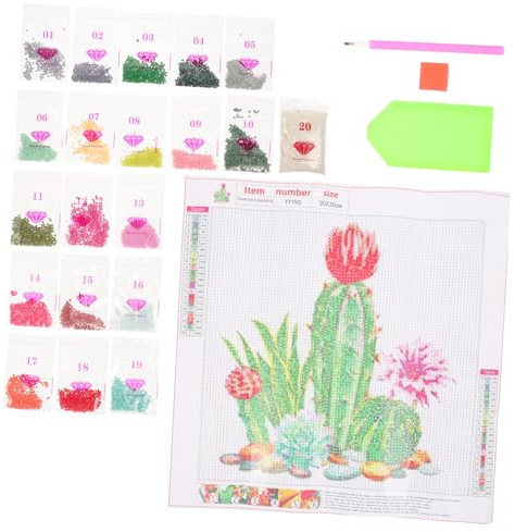 SHINEOFI Cactus Pattern Cross Stitch Kit DIY Embroidery Set Beginner Embroidery Starter Kit
