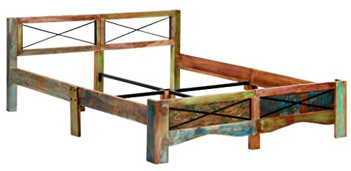 HEFZGDB Massivholzbett Altholz 160x200 cm Jugendbett Bettgestell Bed Frame Einzelbett für Herberge Gästezimmer Schlafzimmer Wohnbereich