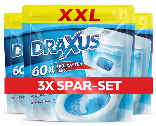 DRAXUS 60x Spülkasten Tabs I Wasserkastenwürfel für den Spülkasten im XXL Pack I Färbt das Wasser blau I Sorgt für extra Frische und hält die Toilette sauber (3x Spar-Set)