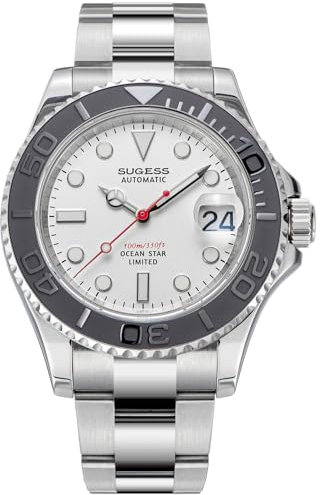 Sugess Ocean Star S450-2.WC mechanische Herrenuhr mit Saphirglas, 100 m, silber, Armband
