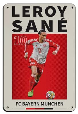 Leroy Sane (2) Blechschild, Vintage, Metall, Pub, Club, Café, Bar, Zuhause, Wandkunst, Dekoration, Poster, Retro, 20 x 30 cm