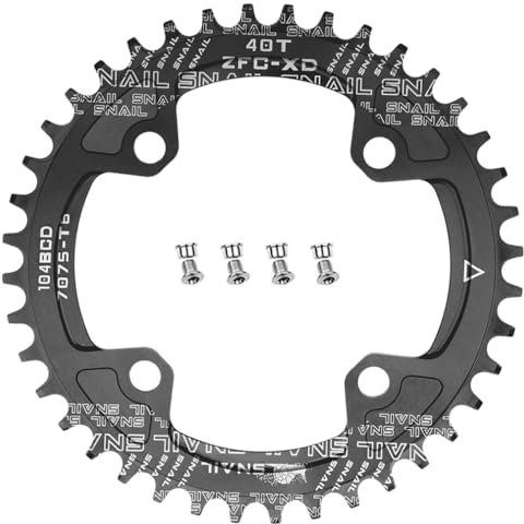 CYSKY Fahrrad Kettenblatt 104 BCD 30T 32T 34T 36T 38T 40T 42T 44T 46T 48T 50T 52T Schmale Breite Single Runde Kettenblätter mit Kettenblattschrauben für E-Bike Rennrad Mountainbike (Schwarz, 40T)