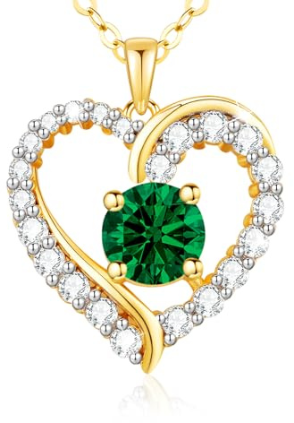 LAVUMO Halskette Damen Herz Kette Damen Geburtsstein Halsketten für Frauen | Geschenke für Frauen Sie Freundin Geburtstag Valentinstag Weihnachten Muttertag Hochzeitstag Jahrestag Schmuck