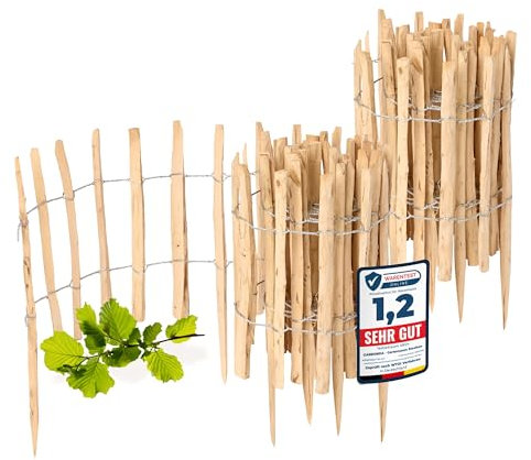 Garronda Cloture Jardin Exterieur à Planter en noisetier, clôture Jardin, clôture Bois, Bordure en Bois, ganivelle de Potager Exterieur GD-0156 Lot de 2 (Écart des Lattes: 3-5 cm, 50 cm x 5m)