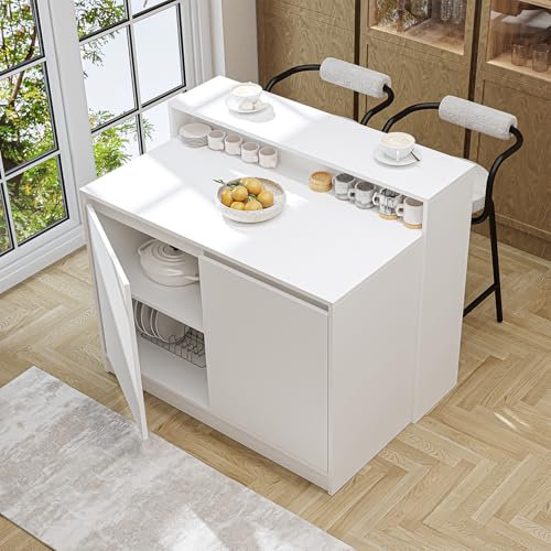 ROOMART Kücheninsel Cortado – Küchentisch & Bartisch, BHT: 120 x 100 x 80 cm – Platzsparend & Modern für Küche & Esszimmer (Weiß)