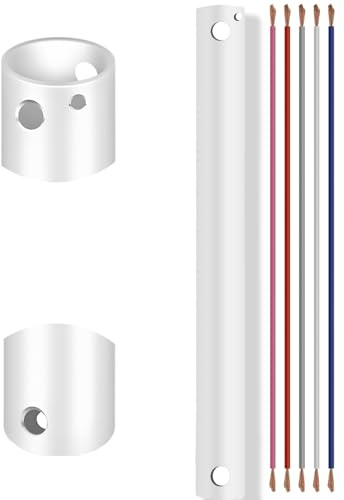 12 Inch Ceiling Fan Extension Rod, 1 Outer Diameter White Ceiling Fan Downrod (No Threads) with 5 x 18-AWG Wires,1 FT Fan Boom Fit for Wide Range of Fans