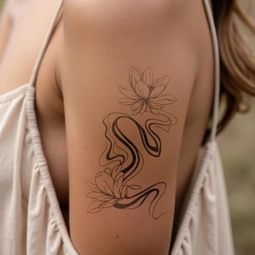 Inkster Tattoo - Verflüssigter Lotus - vegane & wasserfeste Temporäre Tattoos für Erwachsene - EU-Kosmetikzertifizierte Farbe - revolutionäres 2 Wochen Tattoo | Premium Klebetattoos