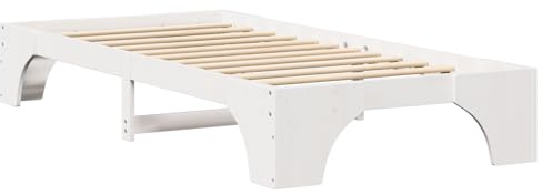 vidaXL Bettgestell Weiß 80 x 200 cm Massivholz Kiefer, Moderne Schlafstation, Flexibles Bettgestell für das Schlafzimmer, stilvolle Rahmen, stabile Struktur für entspannte Nächte