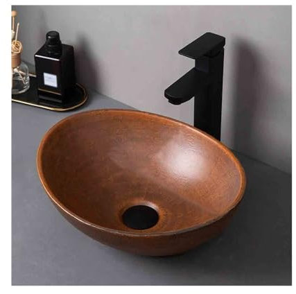 YHxFlux Lavabo Baño Lavabo de cerámica Vintage con Pedestal for Exteriores e Interiores, for baño, con Accesorios. Lavabo sobre Encimera