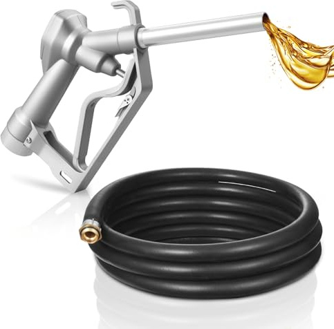 VEVOR 3/4-Inch NPT Fuel Nozzle with 10 ft Hose, Max Flow Rate 22.7 GPM, Diesel Gas Pump Nozzle with 2-Speed Trigger Lock & 0.78 in (OD=20 mm) Spout Used for Gasoline, Diesel, Kerosene, Silver