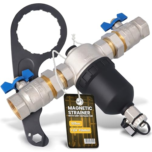 Instalguru Schmutzfänger Magnetabscheider 1 1/4'' DN32 Schlammabscheider Filter Wasserfilter Schmutzfilter Magnetischer Siebfilter Schmutzsieb Magnetfilter Messing