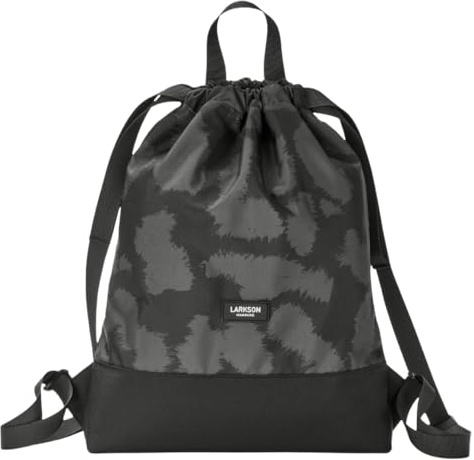 LARKSON Turnbeutel Damen & Herren Grau Leo - No 7 - Rucksack Damen für Sport und Festival - Beutel Rucksack Klein mit Innentasche - Außentasche für Schnellzugriff