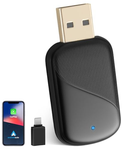2 IN 1 Wireless Android Auto & Carplay Wireless Adapter, Convert Wired to Wireles s Carplay Dongle, mit Type-C Adapter, Easy Plug & Play, Mini & Stabil,WiFi 5.8GHz, Unterstützt iOS 10+ und Android 11+