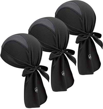 GXCROR Gorro Bajo Casco de Ciclismo, Bandana Deportiva Transpirable Hombre Mujer, para Moto y Running, Negro*3