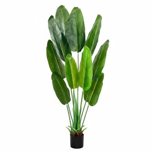 Baoblaze Decorative Greenery Planta Decorativa Palma Viajera Artificial de Interior Maceta Compacta Hojas con Textura Natural sin Riego Ni Adecuada para Salón, 1.6M, Palma Viajera Bionic