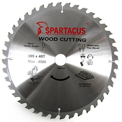 Spartacus 305mm Diameter x 40 Teeth x 30mm Bore Wood Cutting Mitre Chop Saw Blade Fits Dewalt DW708 DW716 DWS780