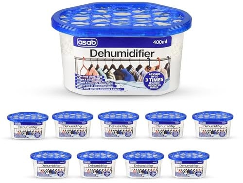 ASAB 400ml Dehumidifier Absorber for Home Moisture Control Condensation Remover with Dehumidifying Crystals Humidity Mould Moisture Catcher Ideal for Car Wardrobe Home Office and Kitchen (Pack of 10)