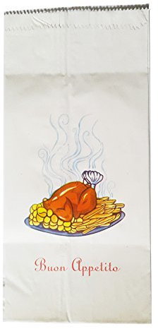 Lot de 50 sachets pour poulet rôti à la broche, format 17 x 38 cm, sachets en papier de mélèze anti-graisse pour poulet rôti avec impression générique colorée.