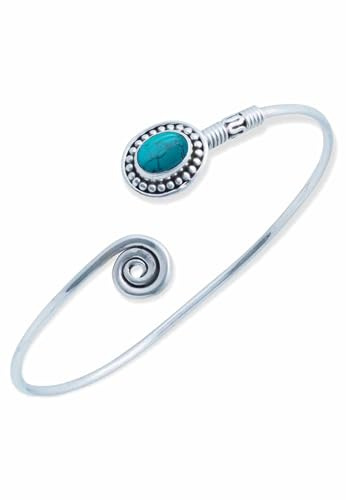 mantraroma Armband mit Türkis Stein 925 Silber Damen vintage