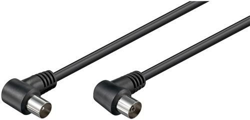 CABLEPELADO Cable antena TV macho hembra, cable coaxial antena de TV, Cable antena TV 90º acodado, Cable televisión, decodificador, HDTV, DVB-T2, DVB-C, DVB-S, TV y Radio, 75 Ohm, Negro, 2.5 metros