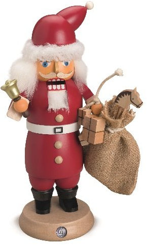 RauchKnacker Weihnachtsmann m.Glocke u.Geschenkesack HxB 14x27cm NEU Erzgebirge Nussknacker Räuchermann
