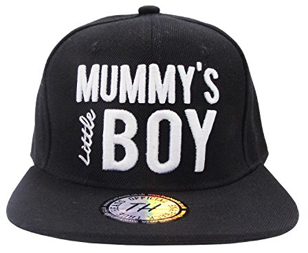 True Heads Mummy's Little Boy Kids Black Snapback Baseball Cap - Childrens Embroidered Flat Peak Hat - Adjustable Summer Sun Headwear or Holiday Accessory for Boys