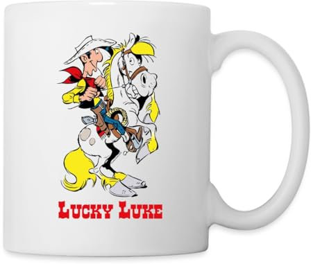 Spreadshirt Lucky Luke mit Pferd Jolly Jumper Tasse, One size, Weiß