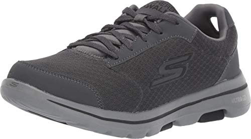 Skechers Herren Go Walk 5 Qualify Sneaker, Charcoal Textile Synthetic Black Trim, 46 EU