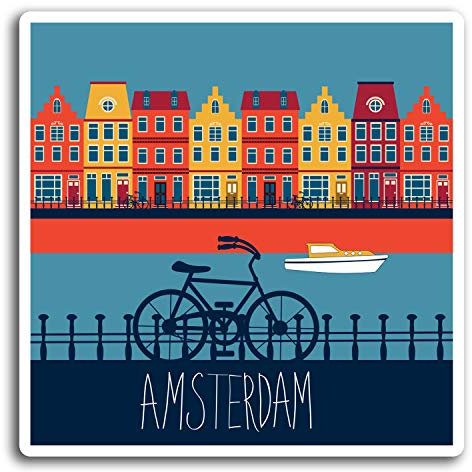 DestinationVinyl 2 x 10cm Amsterdam Niederlande Vinyl-Aufkleber - Aufkleber Laptop Gepäck # 19504 (10 cm breit)