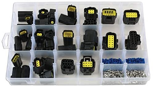 Connect Workshop Consumables Assorted AMP Econoseal J Series Pin Terminals, 338pc, Multi, Brass, PVC Insulation