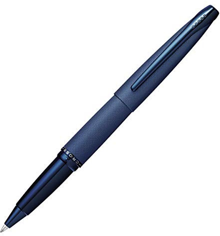 Cross ATX Rollerball (gefrästes Diamantmuster, Schreibfarbe schwarz, Strichstärke M, inkl. Geschenkbox) dunkelblau gebürstet