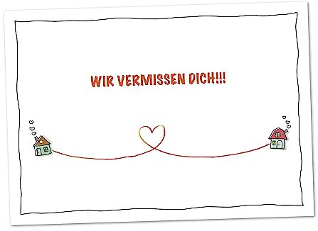 POSTKARTE Wir vermissen Dich - große Karte mit Grüßen voller Herz, Sehnsucht, Liebe für Mama, Papa, Oma, Opa, Sohn, Tochter, Freund, Freundin, Kollege, Kollegin - XL Postkarte (DIN A5)