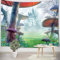 LB Wandteppich Märchenschloss Wandtuch Riesiger Pilz im Wald Wandbehang Kinder Tapisserie für Wohnzimmer Schlafzimmer Wohnheim Wanddeko,150x100cm