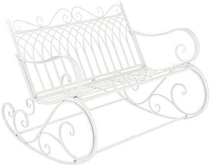 [en.casa] Schaukelbank Greenough 85x113x95cm Gartenschaukel für 2 Personen im Landhausstil Metall Weiß