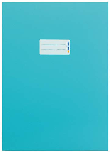 HERMA 19755 Heftumschläge A4 Karton Türkis, 10 Stück, Hefthüllen mit Beschriftungsfeld aus stabilem & extra starkem Papier, Heftschoner Set für Schulhefte, farbig