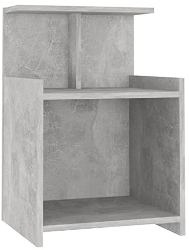 vidaXL Bed Cabinet Chipboard Nightstand Drawer Storage Cabinet End Bedside Table Shelf Telephone Stand Living Room Bedroom Furniture Concrete Grey