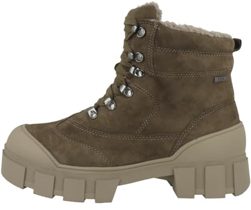 Caprice Leder flache Schnürstiefelette Khaki 26213 Warmfutter